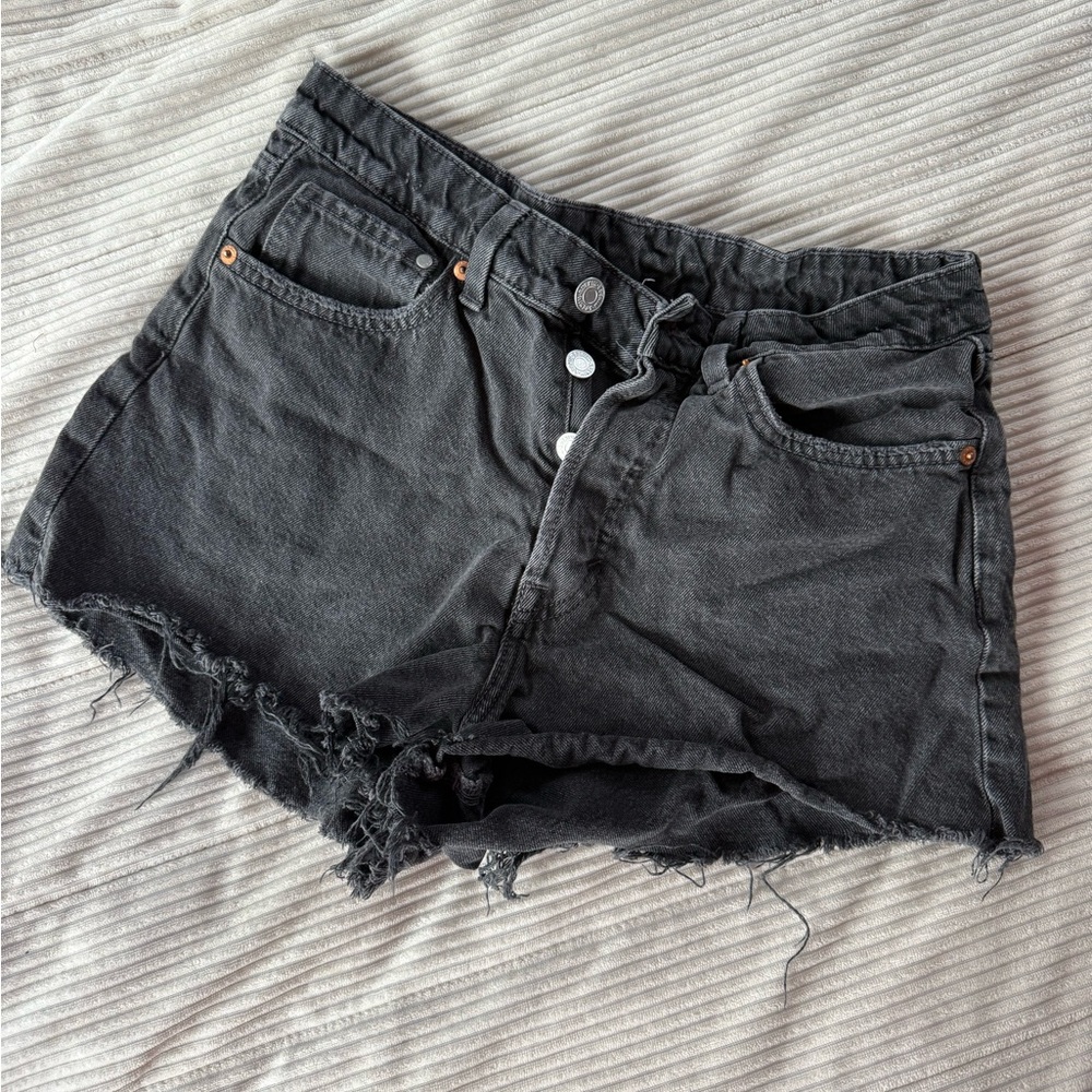 Black Denim Women's High Waist Shorts